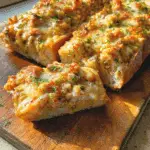 Freshly baked Crawfish Bread with melted cheese and Cajun seasoning