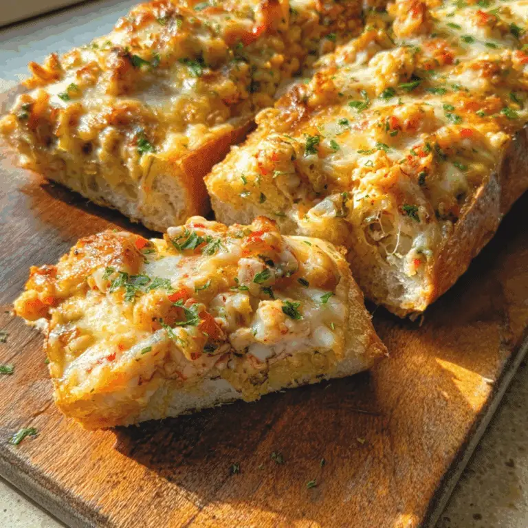 Freshly baked Crawfish Bread with melted cheese and Cajun seasoning