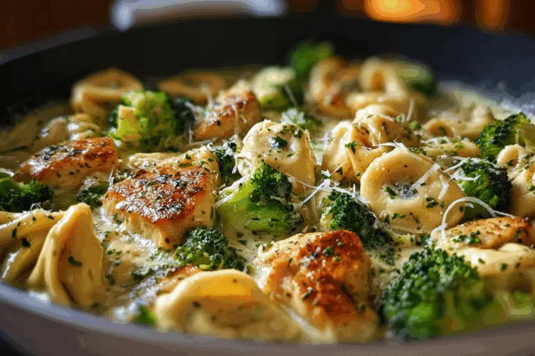 Creamy Garlic Parmesan Tortellini with Chicken & Broccoli