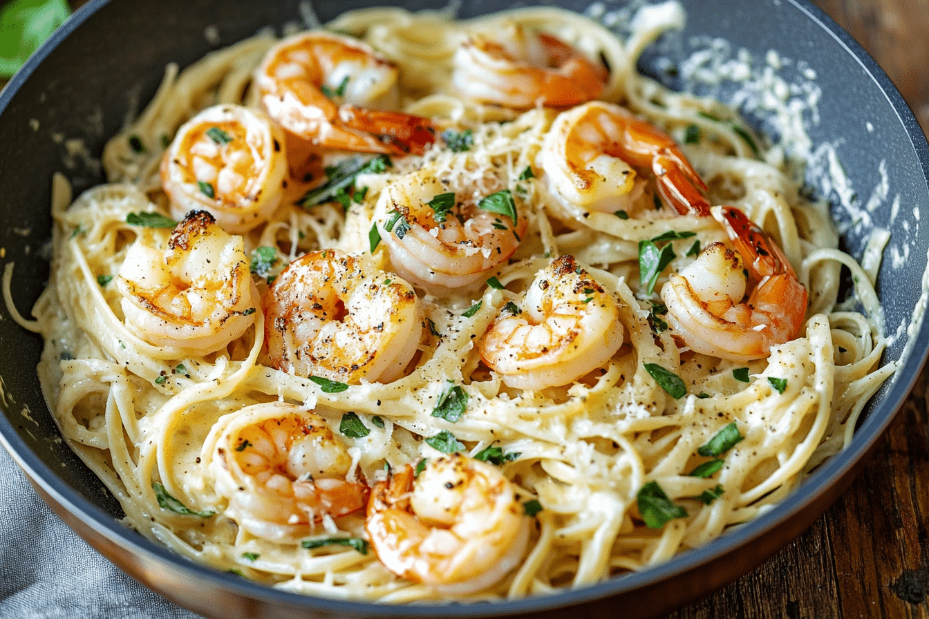 Creamy Parmesan Garlic Shrimp Pasta