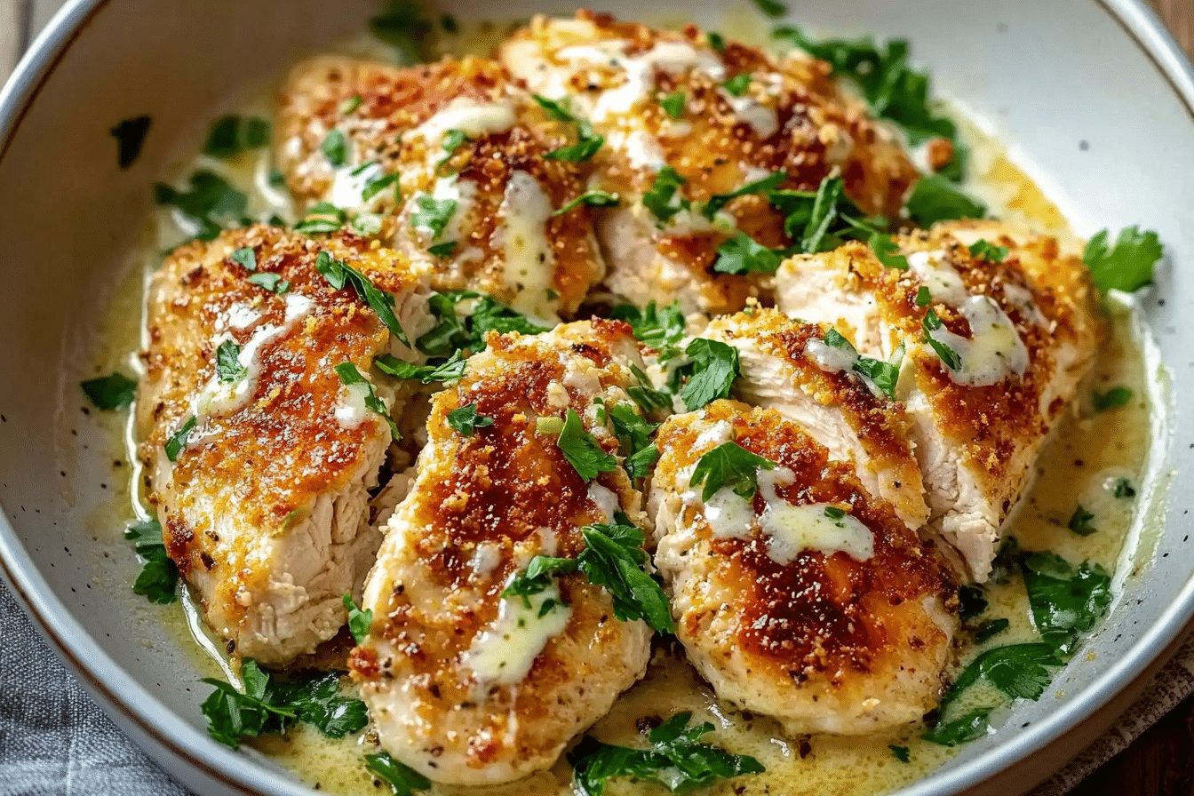 Crispy Baked Caesar Chicken with Tangy Parmesan Glaze