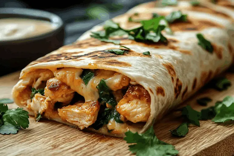 Delicious Cheesy Garlic Chicken Wraps