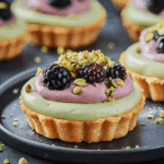 Elegant Blackberry Pistachio Cream Tarts