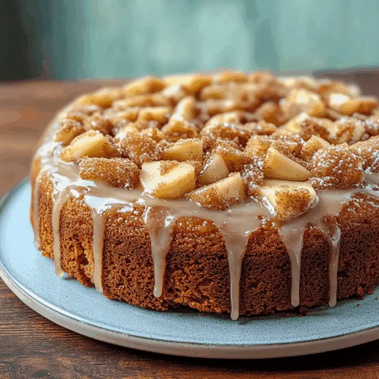 cinnamon apple cake freshly baked with sugar glaze