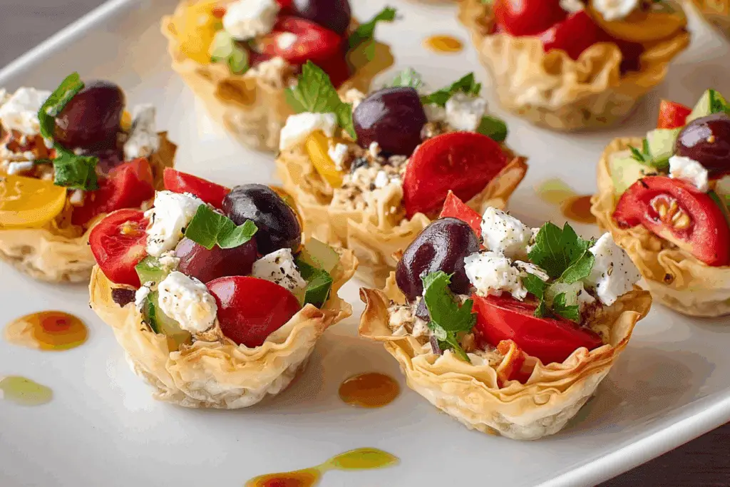 Greek Salad Phyllo Cups