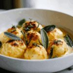 Italian Ricotta Gnudi in Cheese Sauce