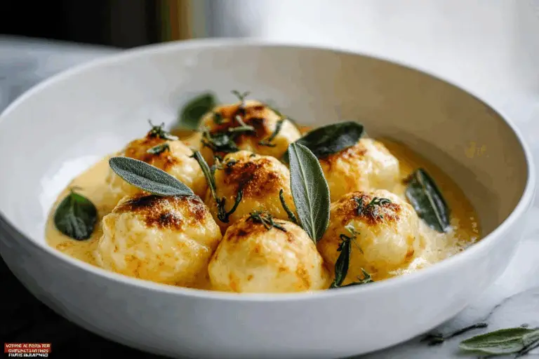 Italian Ricotta Gnudi in Cheese Sauce