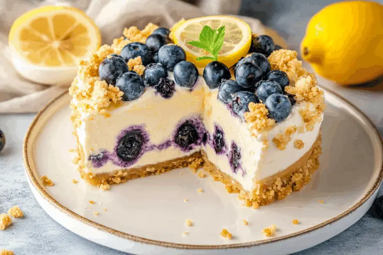 Lemon Blueberry Crumble Cheesecake