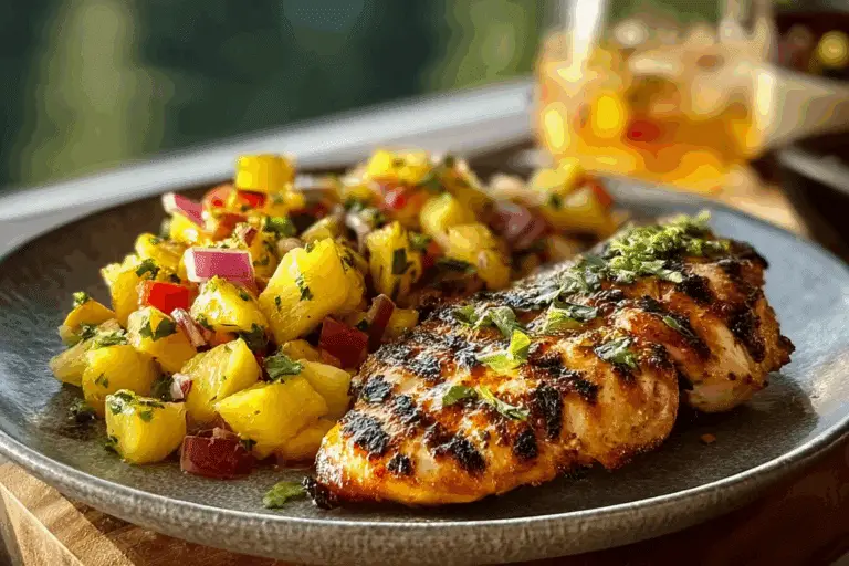 Lemon Ginger Chicken with Pineapple Mango Salsa