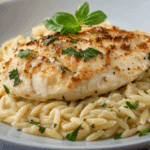 Lush Creamy Parmesan Chicken Orzo
