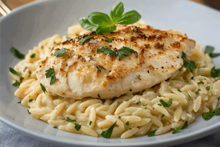 Lush Creamy Parmesan Chicken Orzo