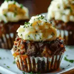 Meatloaf Cupcakes with Whipped Potato Topping