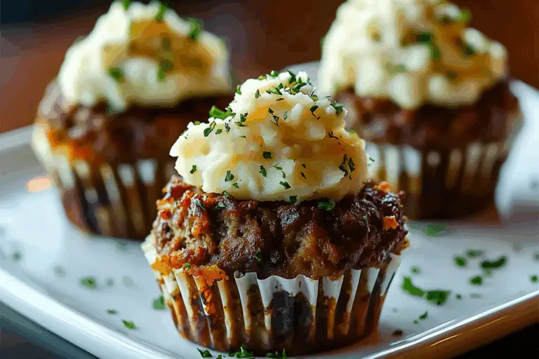 Meatloaf Cupcakes with Whipped Potato Topping