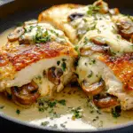 Mushroom & Cheese Stuffed Chicken in Garlic Butter Sauce