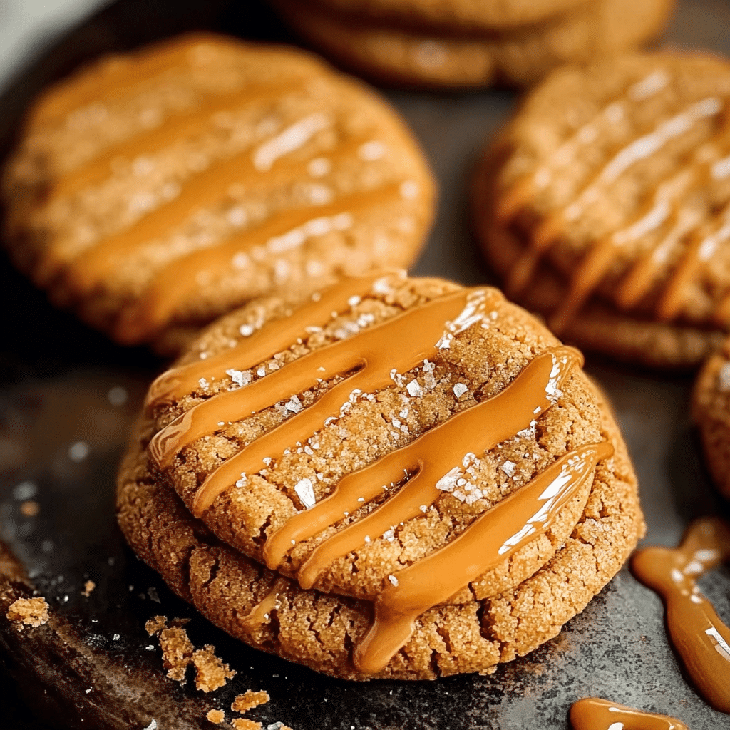 Peanut Butter Caramel Drizzle Cookies