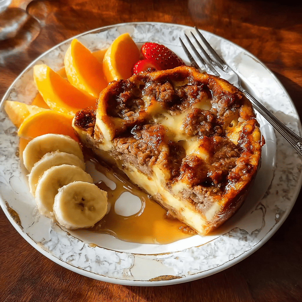 plated serving of Pancake Sausage Breakfast Bake