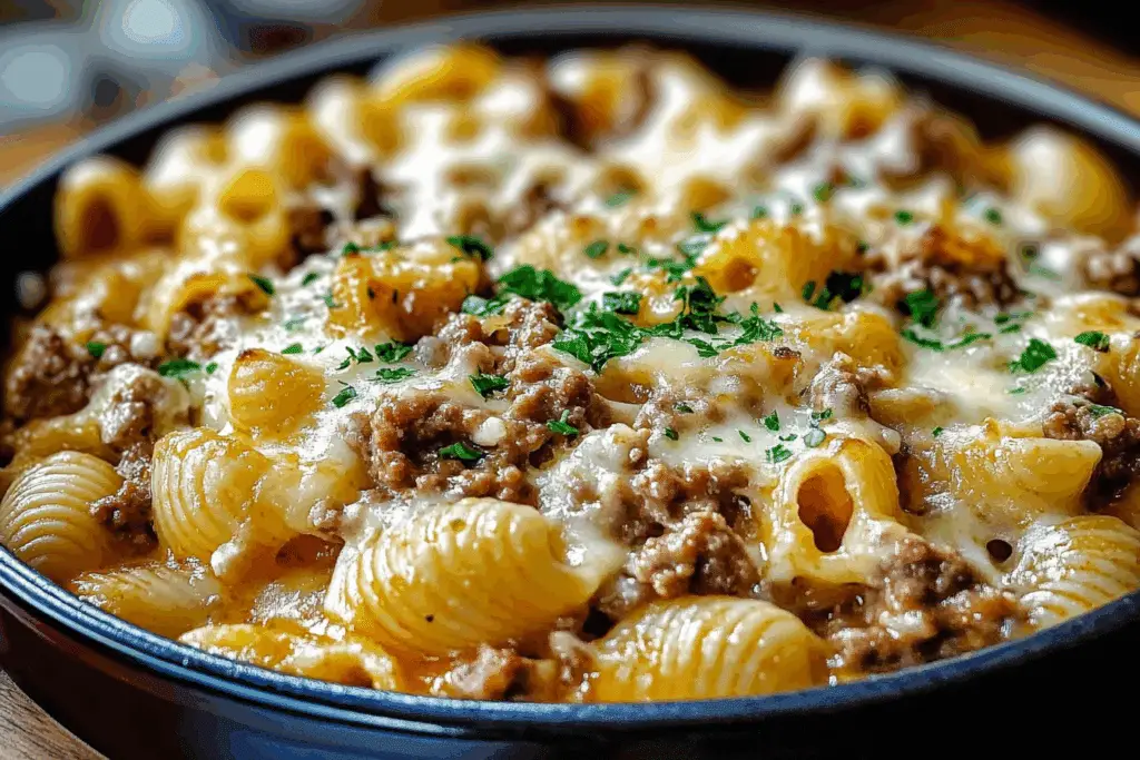 Rich And Comforting Creamy Beef Shells Casserole