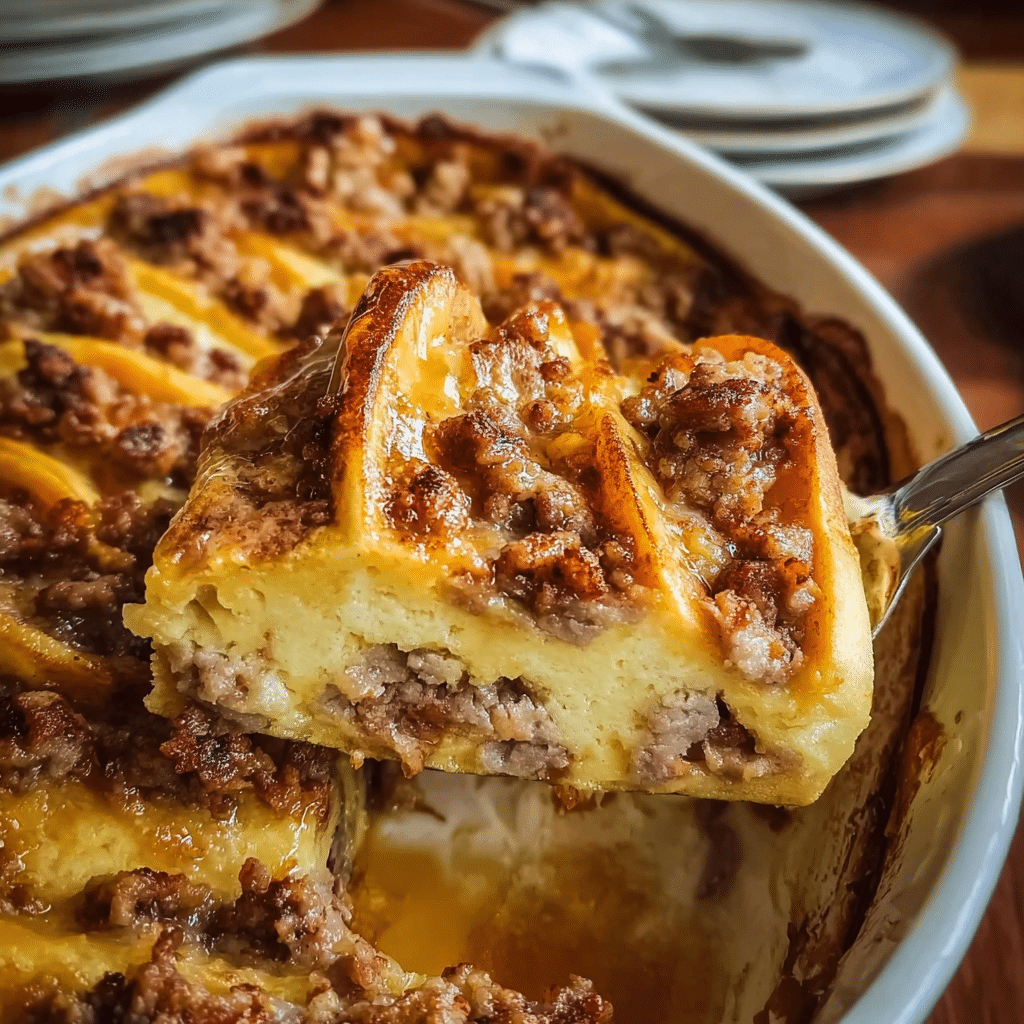 sausage-layer-pancake-breakfast-bake