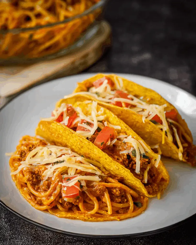 Spaghetti Tacos with Ground Beef