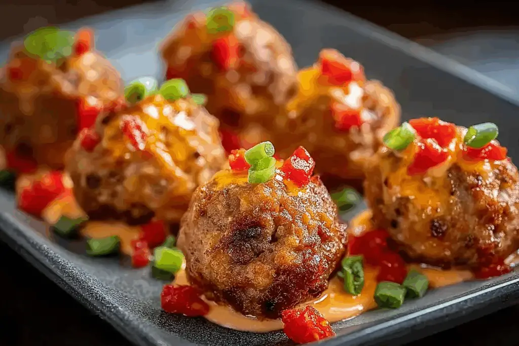 Spicy Cream Cheese Sausage Balls with Rotel