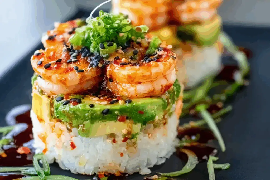 Spicy Shrimp Sushi Stacks