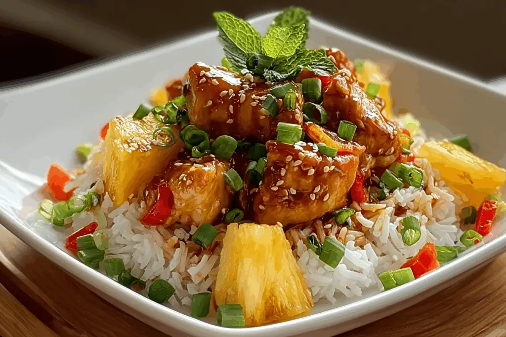 Sweet & Savory Pineapple Chicken with Rice
