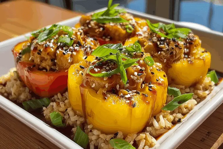 Teriyaki Pineapple Chicken & Rice Stuffed Peppers