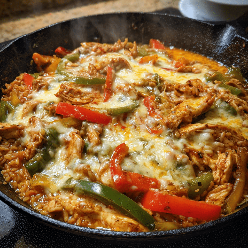 Queso chicken fajita skillet recipe