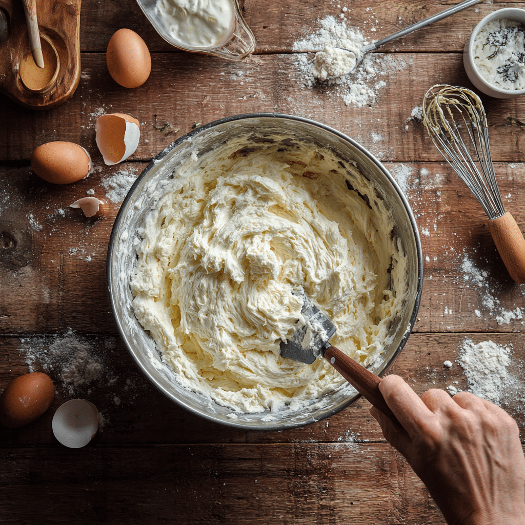 Mixing Angel Food Cake Mix with lemon pie filling for lemon bars