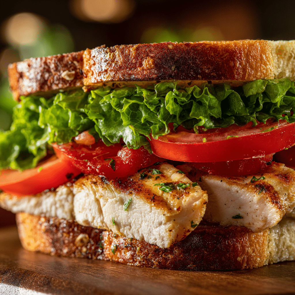 Assembling Garlic Butter Lettuce Tomato & Grilled Chicken Sandwich
