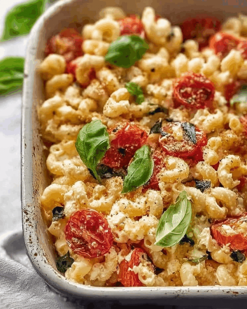 creamy baked feta pasta being mixed with pasta water