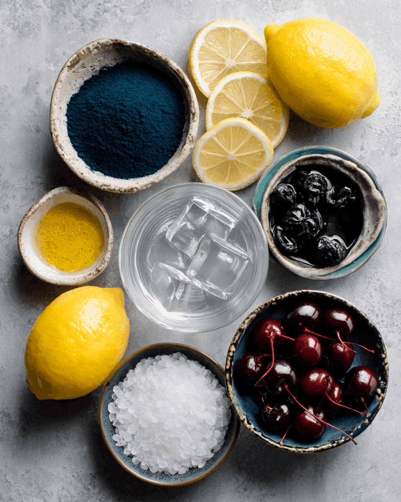 Ingredients for making Refreshing Blue Lagoon Mocktail Recipe