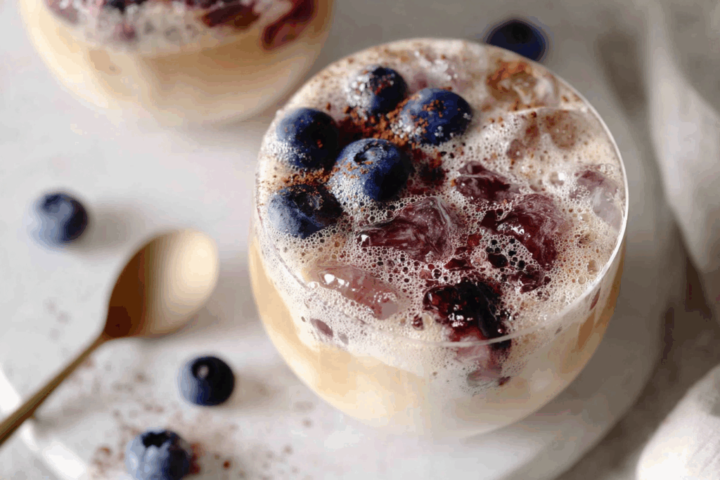 blueberry latte recipe with espresso and blueberry syrup