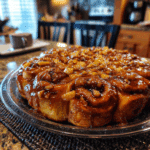 Caramel Apple Cinnamon Roll Cake fresh out of oven