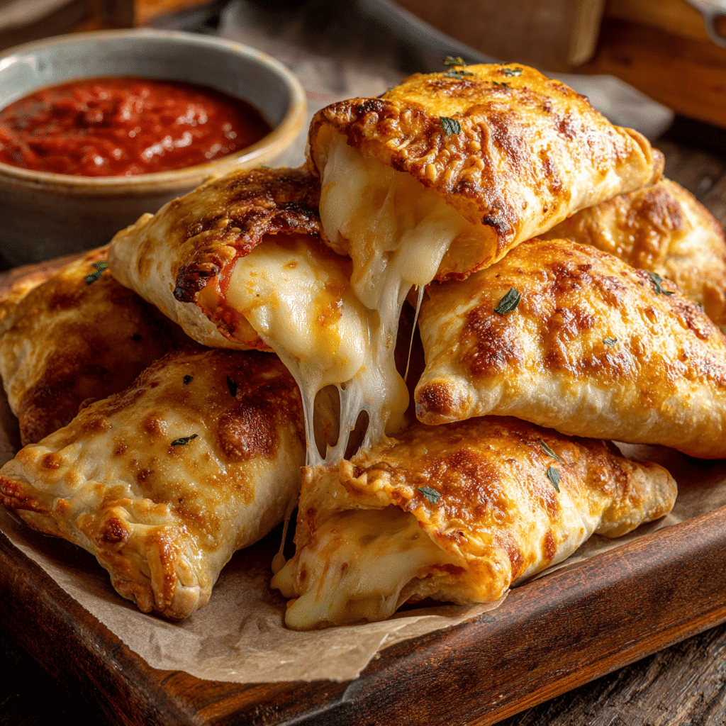 Cheesy Pizza Pockets with golden crust