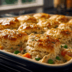 Chicken Cobbler Casserole Recipe with Golden Biscuit Topping
