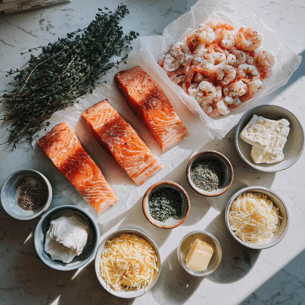 Crab and Shrimp Stuffed Salmon Ingredients