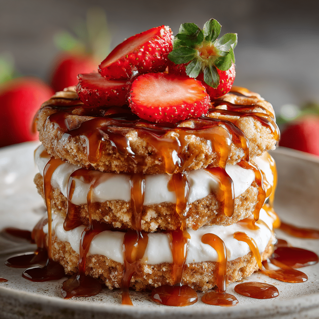Crispy Cheesecake Cookie Croffle on plate with cookie topping