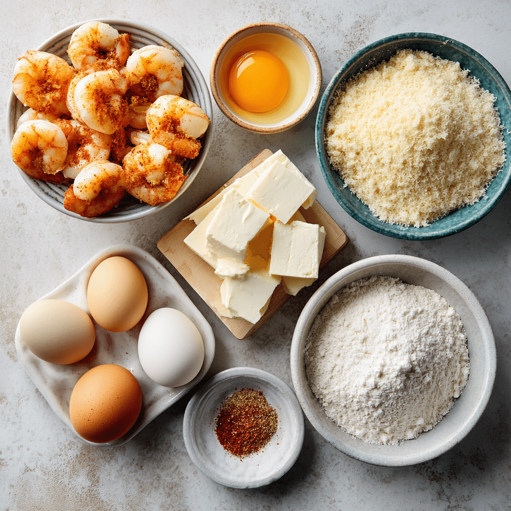Ingredients for making crispy seafood poppers