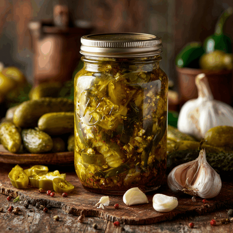 Homemade Dill Pickle Hot Sauce in a jar