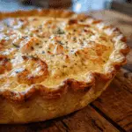 Florida Shrimp Pie fresh from the oven with golden crust and creamy shrimp filling