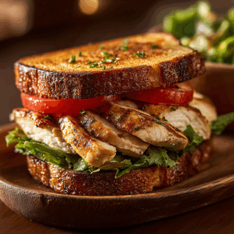 Homemade Garlic Butter Lettuce Tomato & Grilled Chicken Sandwich ready to serve