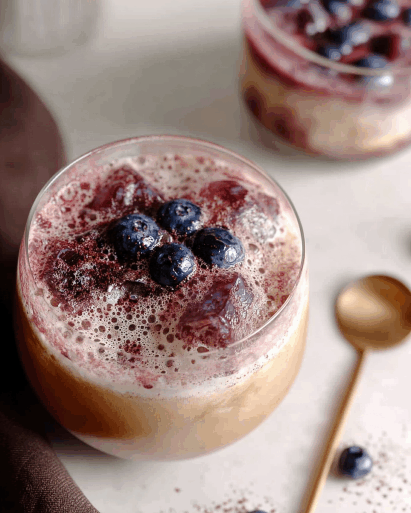 iced blueberry latte recipe with milk and espresso