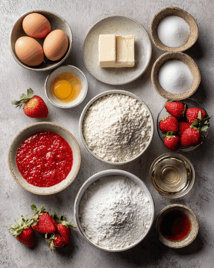 Ingredients for Fresh Strawberry Sheet Cake