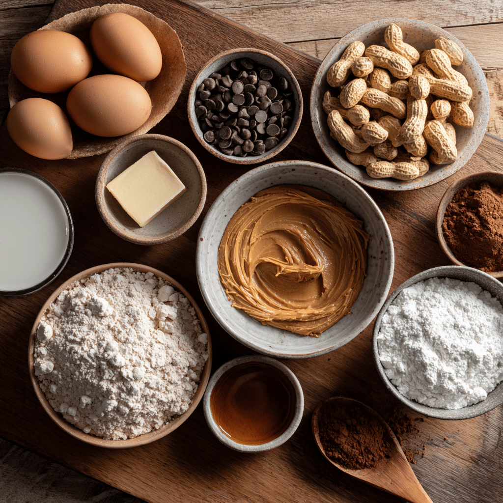 Ingredients for Peanut Butter Swirl Brownie Cookies