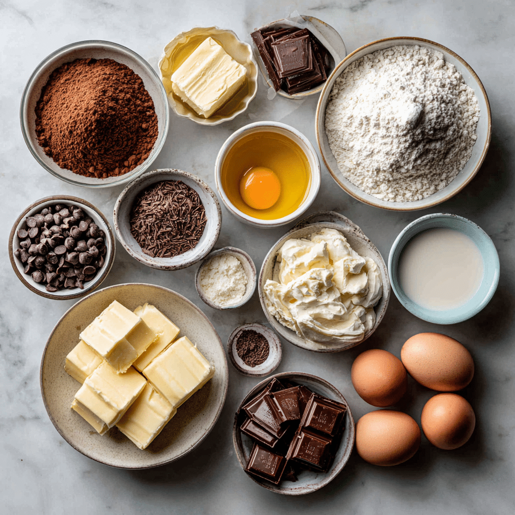 Ingredients for Loaded Brownie Cheesecake Cup recipe