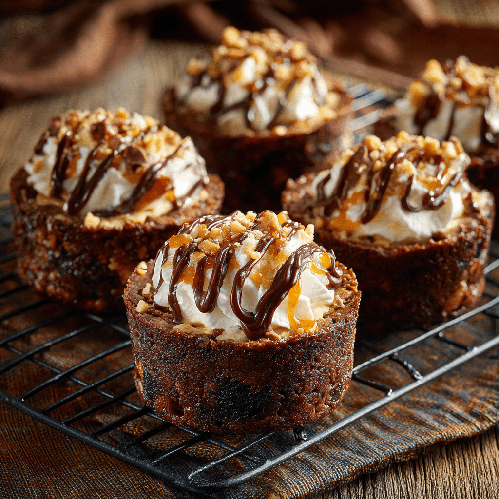 Served Loaded Brownie Cheesecake Cups with toppings