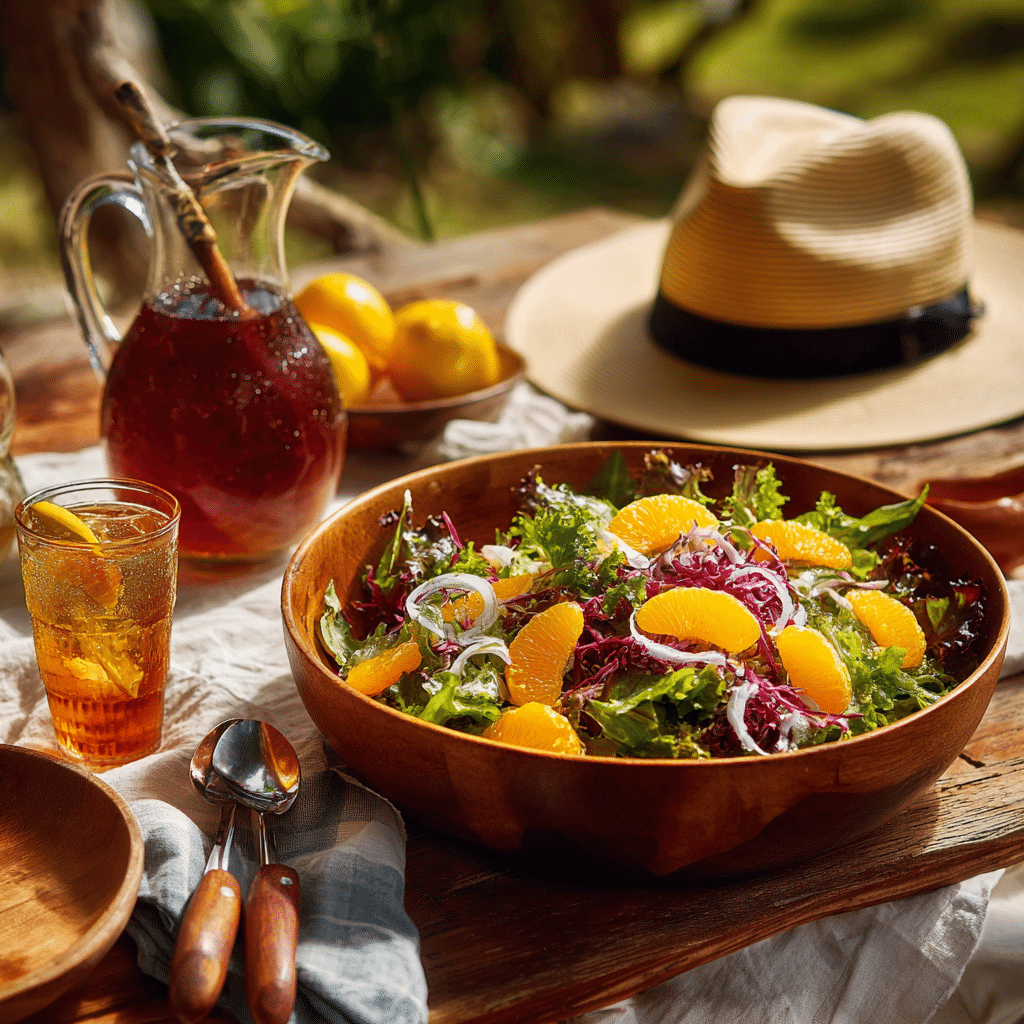 Mandarin Orange Salad Served Outdoors