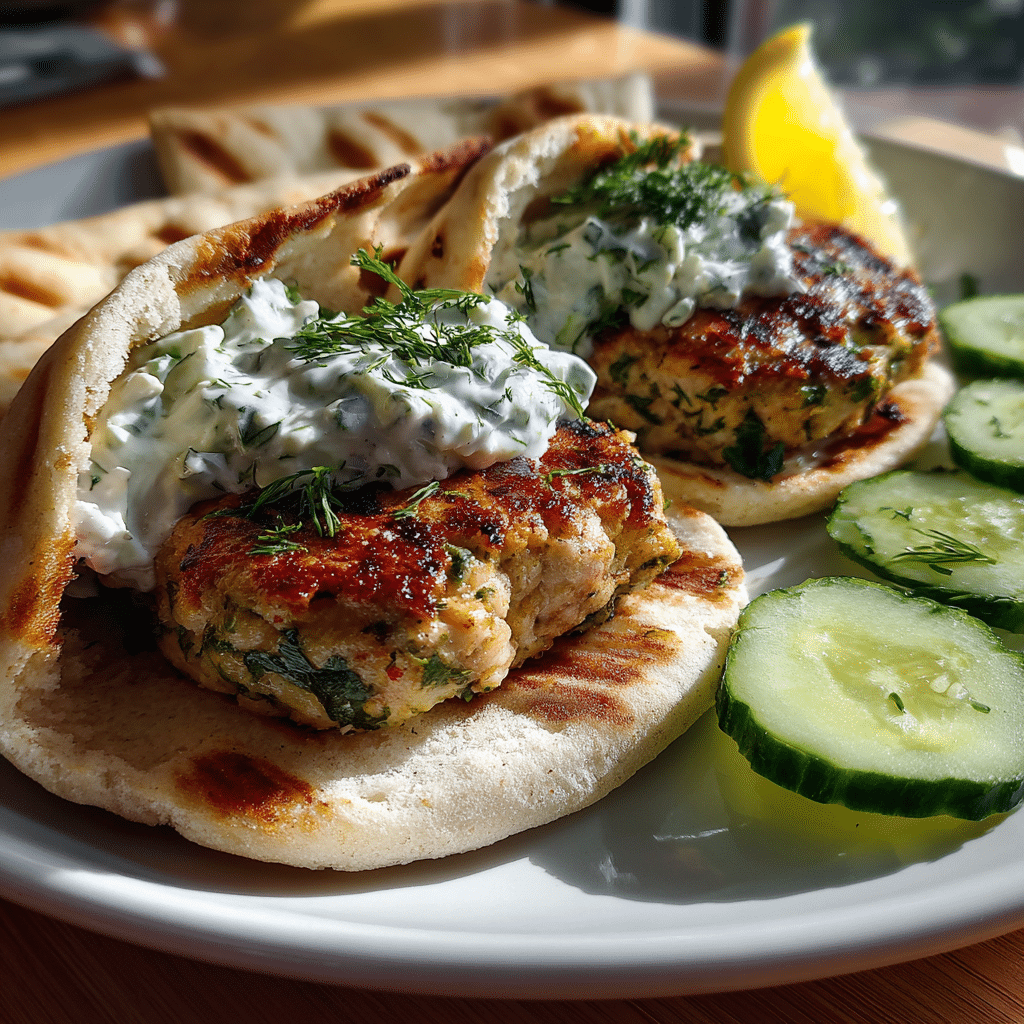 Mediterranean-style White Cheddar and Spinach Chicken Burger with feta and tzatziki