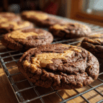 Peanut Butter Swirl Brownie Cookies fresh from oven
